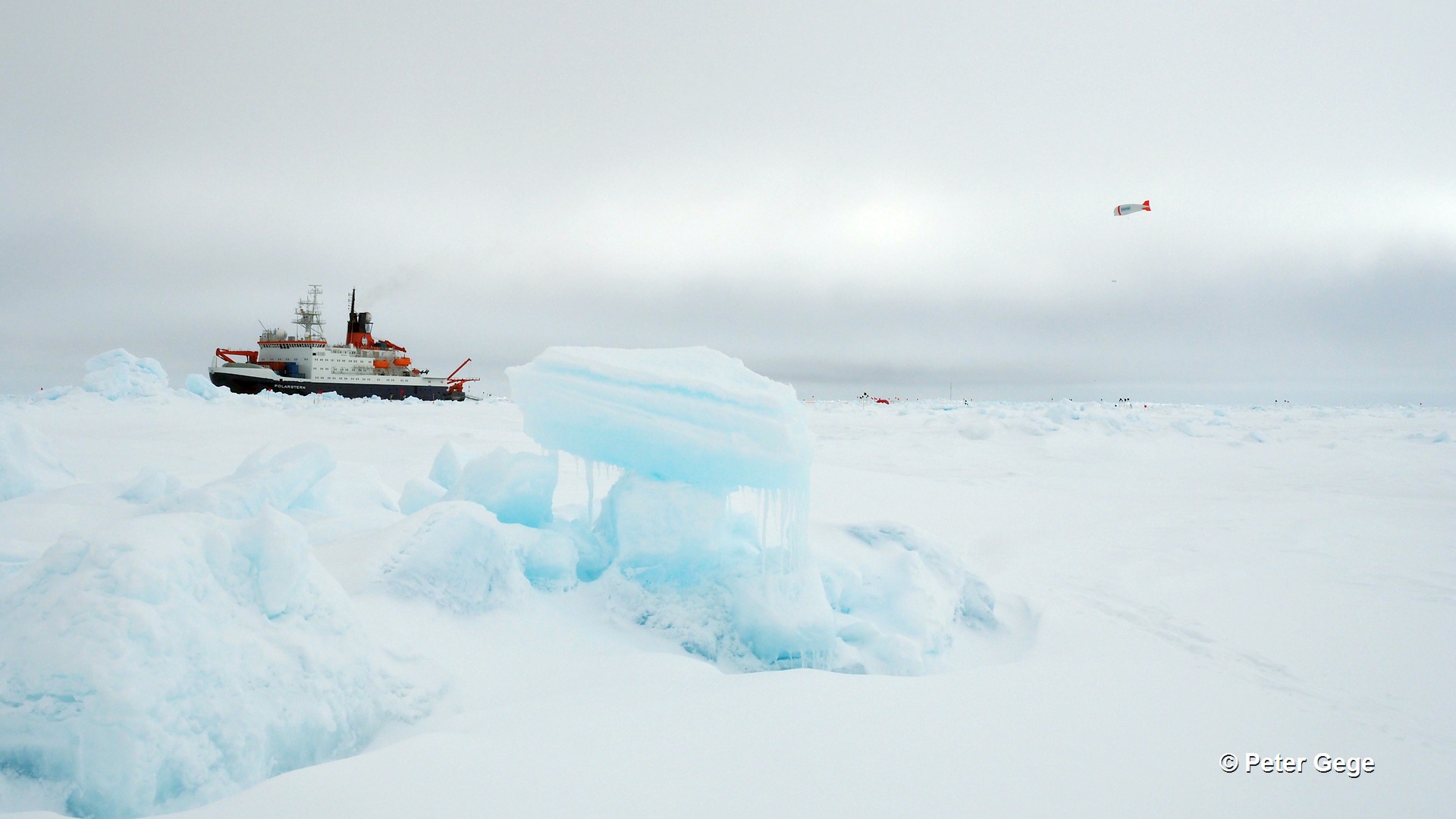 The German research vessel Polarstern and the ice camp during PASCAL 2017.