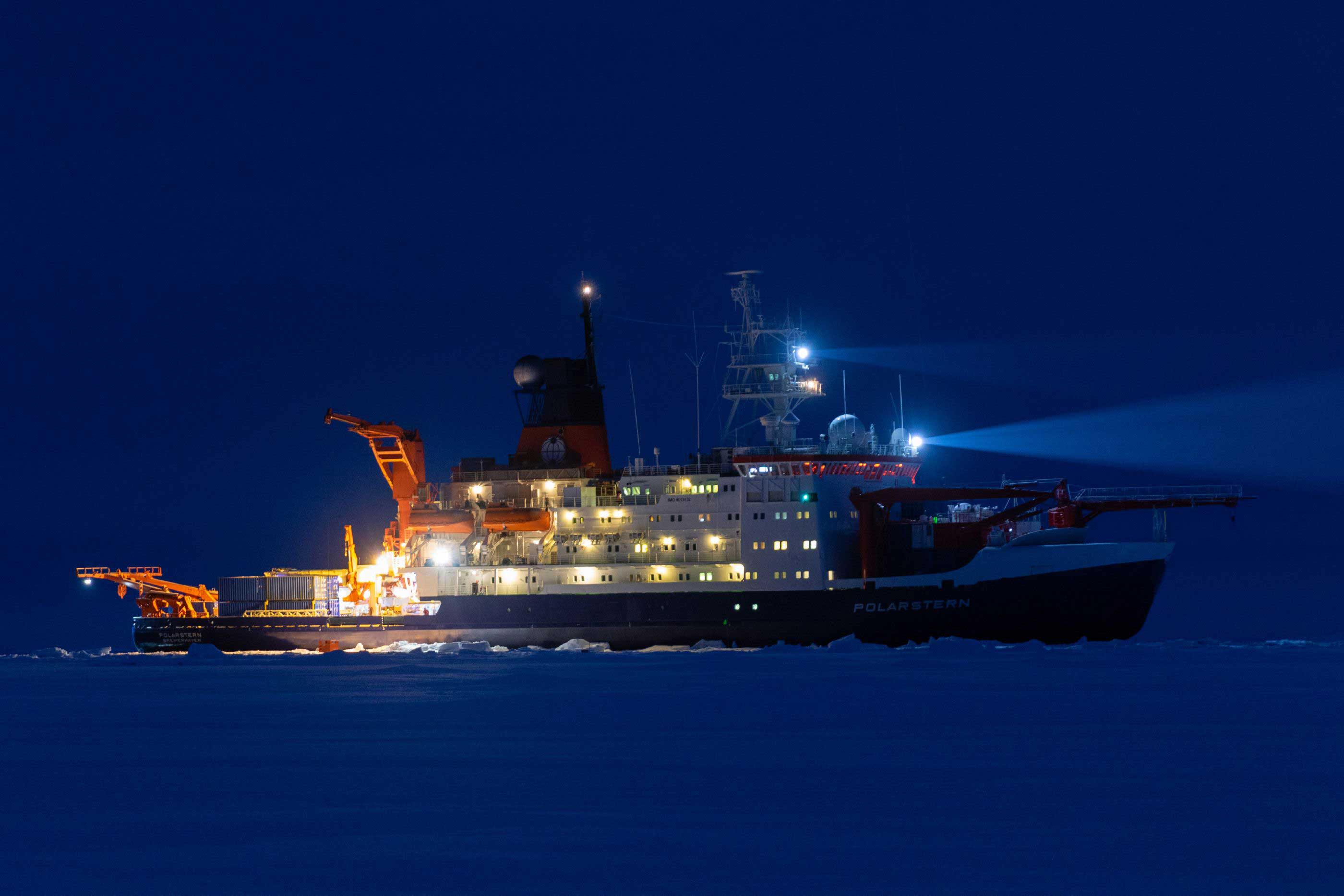 RV Polarstern during MOSAiC. Photo by Marcel Nicolaus, AWI.