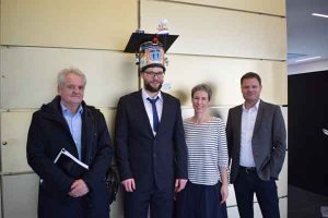 Sandro Dahlke (AWI-Potsdam) after his PhD defense with his supervisors and reviewers.